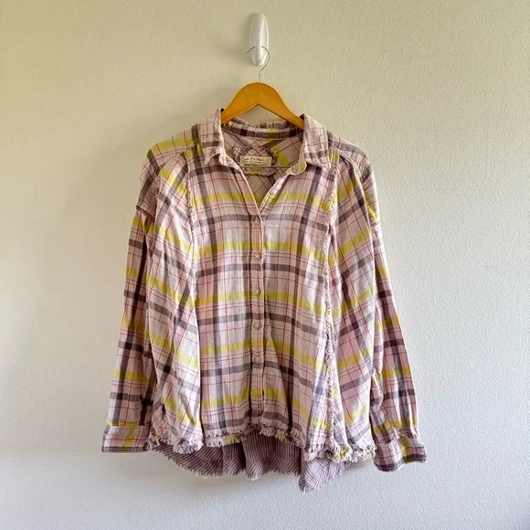 Free People We The Free Seeking Starlight Plaid Button-Up Shirt size Small - Picture 5 of 13
